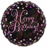 (image for) 18" Pink Celebration Happy Birthday Foil Balloons