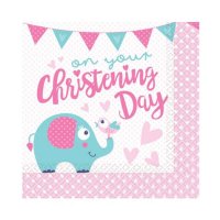 On Your Christening Day Pink Luncheon Napkins 16pk