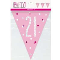 Pink & Silver Glitz Age 21 Flag Banner