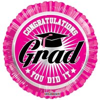 (image for) 18" Congratulations Grad Pink Foil Balloons