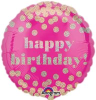 (image for) 18" Dotty Holographic Happy Birthday Foil Balloons