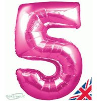 34" Oaktree Pink Number 5 Shape Balloons