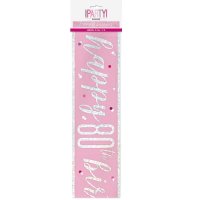 (image for) Pink & Silver Glitz Happy 80th Birthday Banner