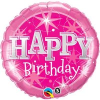 18" Birthday Pink Sparkle Foil Balloons