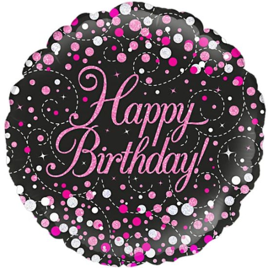 (image for) 18" Pink Sparkling Fizz Happy Birthday Foil Balloons