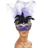Purple Venetian Colombina Eyemask With Plume x3