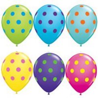 11" Big Polka Dots Colourful Assorted Latex Balloons 50pk