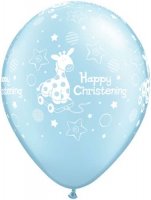 (image for) 11" Soft Giraffe Blue Christening Latex Balloons 50pk