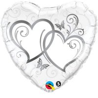 18" Entwined Hearts Silver Foil Balloons