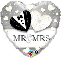 (image for) 18" Mr And Mrs Wedding Foil Balloons