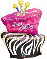 Birthday Funky Zebra Stripe Cake Shape Balloons