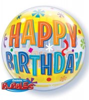 22" Birthday Fun And Yellow Bands Single Bubble Balloons