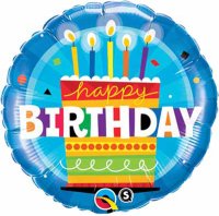 18" Birthday Cake Blue Balloons