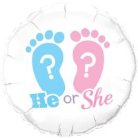 (image for) 18" He Or She Footprints Foil Balloons