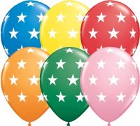 11" Big Stars Assorted Latex Balloons 50pk