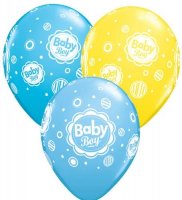(image for) 11" Baby Boy Dots Latex Balloons 6pk