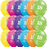 11" Age 18 Tropical Assorted Latex Balloons 6pk