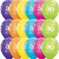 11" Age 30 Tropical Assorted Latex Balloons 6pk