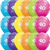 11" Age 40 Tropical Assorted Latex Balloons 6pk