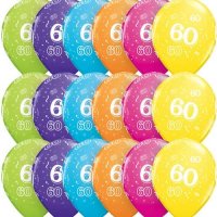 (image for) 11" Age 60 Tropical Assorted Latex Balloons 6pk