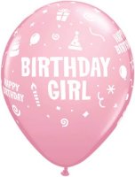 (image for) 11" Birthday Girl Latex Balloons 6pk