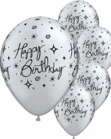 (image for) 11" Birthday Elegant Sparkles And Swirls Latex Balloons 6pk
