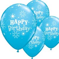 11" Happy Birthday Robin Egg Blue Sparkle Latex Balloons 6pk