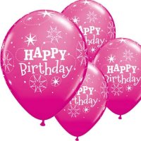 (image for) 11" Happy Birthday Wild Berry Sparkle Latex Balloons 6pk