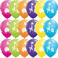 (image for) 11" Cute & Cuddly Jungle Animals Latex Balloons 6pk