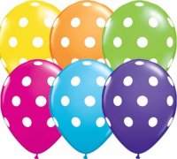 11" Big Polka Dots Assorted Latex Balloons 6pk