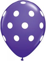 (image for) 11" Purple Violet Big Polka Dots Latex Balloons 6pk