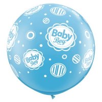 3ft Baby Boy Dots A Round Giant Latex Balloons 2pk