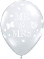 11" Mr And Mrs Diamond Clear Latex Balloons 50pk