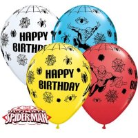 (image for) 11" SpiderMan Birthday Latex Balloons 25pk