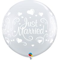 3ft Just Married Hearts Wrap Giant Latex Balloons 2pk