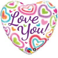 18" Love You Fuzzy Hearts Foil Balloons
