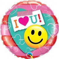 (image for) 18" I Heart You Smile Face Foil Balloons