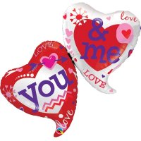 You And Me Two Hearts Supershape Balloons