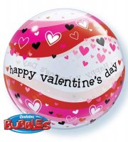 22" Valentines Heart Waves Single Bubble Balloons