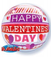 22" Valentines Stripe Patterns Single Bubble Balloons