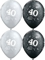 (image for) 11" 40 Around Pearl Onyx Black and Silver 25pk