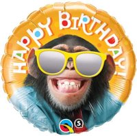 18" Happy Birthday Smilin Chimp Foil Balloons