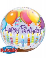 22" Birthday Balloons And Candles Single Bubble Balloons
