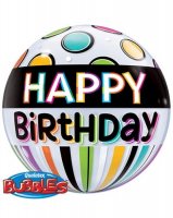 22" Birthday Black Band & Dots Single Bubble Balloons