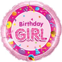 18" Birthday Girl Pink Foil Balloons