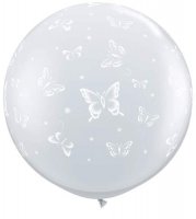 3ft Butterflies Around Neck Down Giant Latex Balloons 2pk