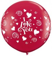3ft I Love You Swirling Hearts Giant Latex Balloons 2pk