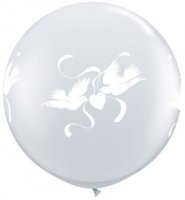 3ft Diamond Clear Love Doves Wrap Giant Latex Balloons 2pk