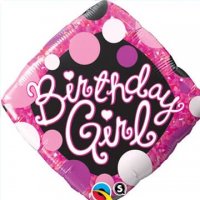 18" Birthday Girl Pink And Black Diamond Foil Balloons