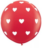 3ft Red Big Hearts Around Giant Latex Balloons 2pk